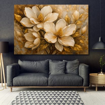 CUADRO FLORES DORADAS