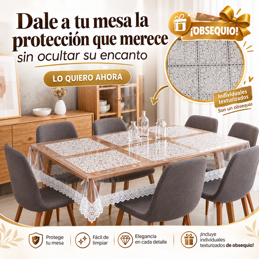 Mantel en vinilo con encaje